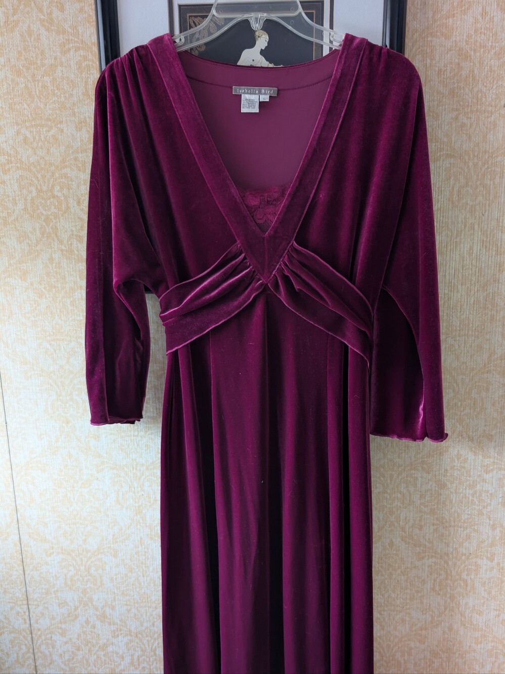 Isabela Bird - Velvet Deep Berry V-Neck Maxi Dress